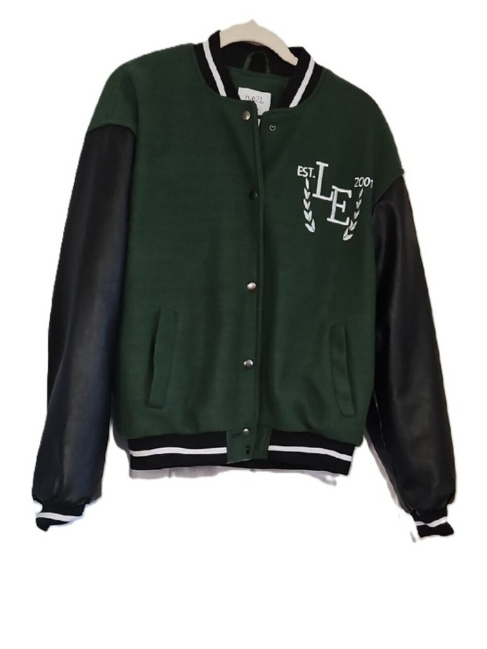 Rue21 Green & Black Varsity Jacket with "LE" (Limited Edition) Embroidered